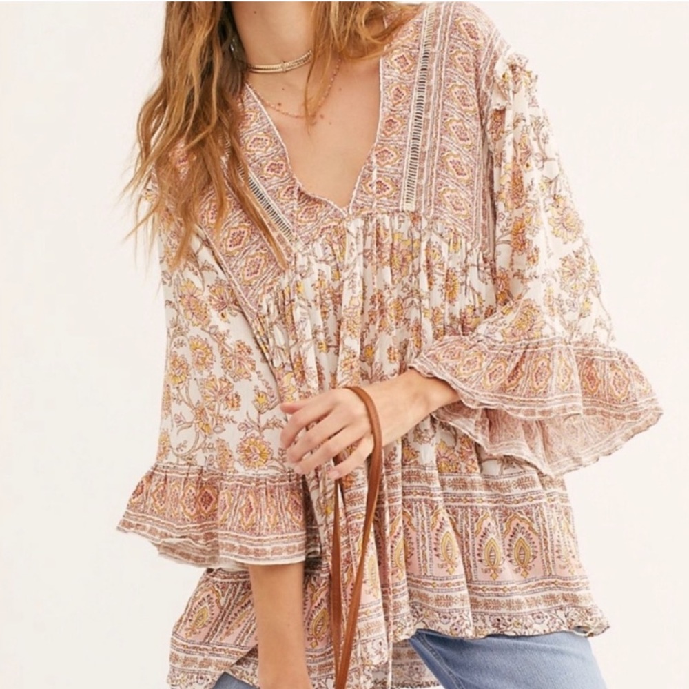 FREE PEOPLE Moonlight Dance printed tunic ivory